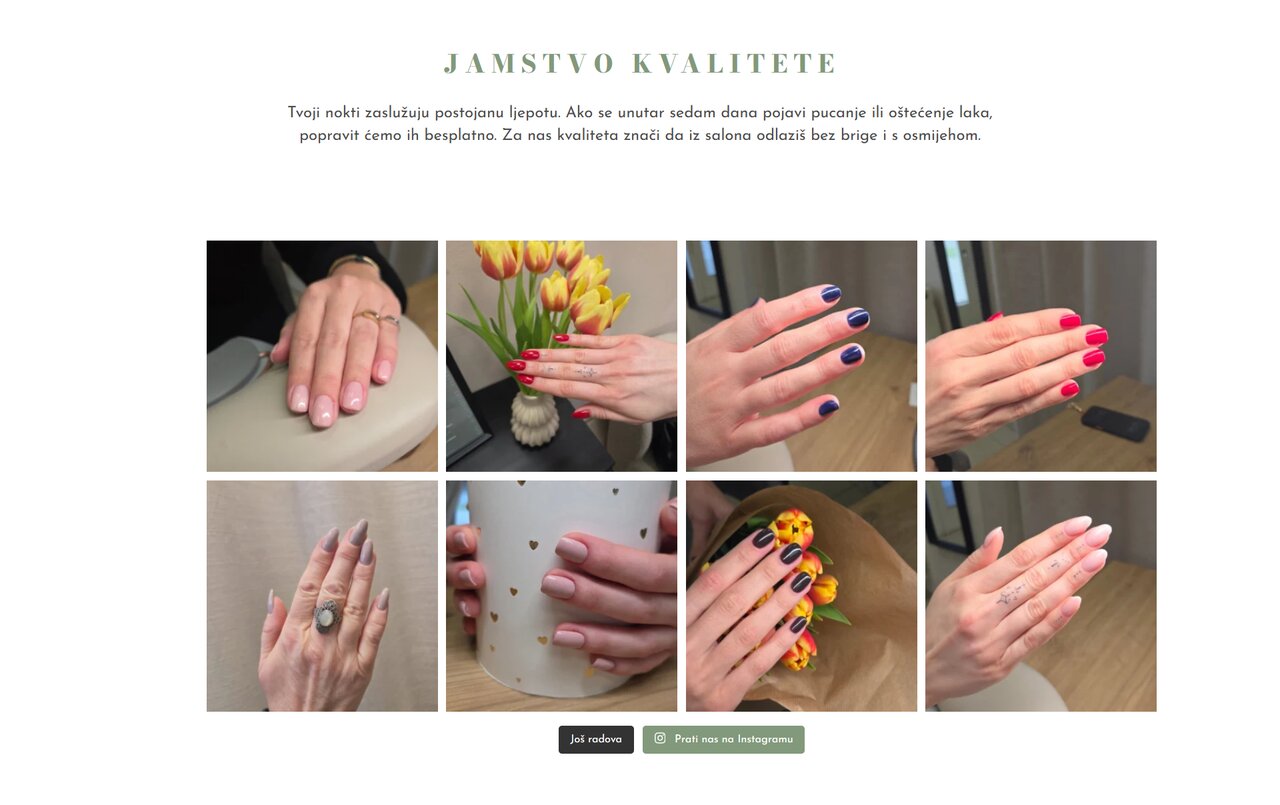 Instagram feed na web stranici salona za nokte