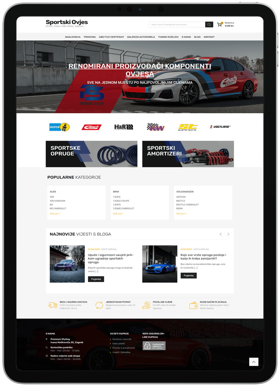 Naslovnica web shopa