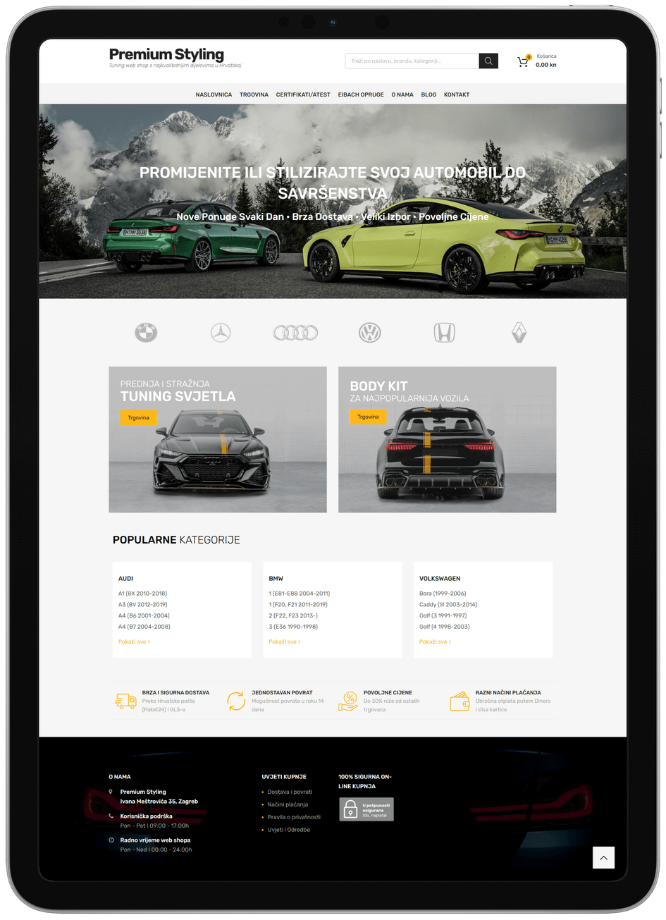 naslovnica web shopa